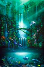 enchanted pool a dolphin painting by artist david miller