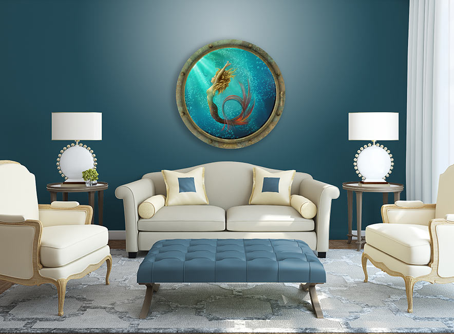 Porthole Mermaid Paintingon canvas